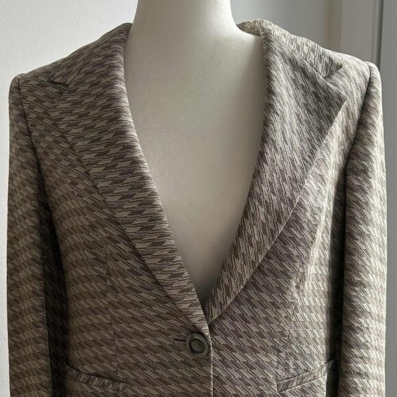Giorgio Armani Taupe Geometric-Jacquard Linen Blend Blazer – IT 44 - US 8 - Picture 3 of 13